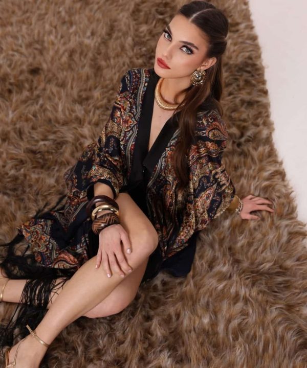 Alhambra Nights saf ipek kimono takım