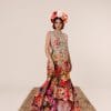 Kristal işlemeli Floral Majesty saf ipek maxi elbise ön görünüm