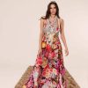 İnci detaylı üst tasarımı ve floral ipek dokusuyla Eden %100 saf Mulberry ipek elbise ön görünüm