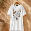 Soul of Leila Leila Jewel Bamboo T-Shirt beyaz V yaka takı baskılı yüzde yüz bambu kadın tişört ürün fotoğrafı