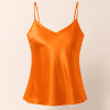 Turuncu Japon ipek askılı bluz Soul of Leila Leila Orange Japanese Silk Camisole Blouse V yaka kadın bluz ürün fotoğrafı
