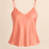 Somon rengi Japon ipek askılı bluz Soul of Leila Leila Salmon Japanese Silk Camisole Blouse V yaka kadın bluz ürün fotoğrafı