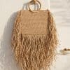 Soul of Leila Leila Natural Fringe Handbag doğal hasır püsküllü kadın el çantası premium resort aksesuar ürün fotoğrafı