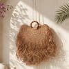 Soul of Leila Leila Crescent Fringe Handbag doğal hasır püsküllü kadın el çantası yarım ay formunda resort aksesuar ürün fotoğrafı
